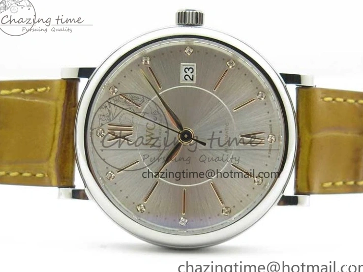 MIROTIME 0127 Durable Portofino 37mm SS V7F 1:1 Best Edition White Dial on Light Brown Leather Strap A 7092